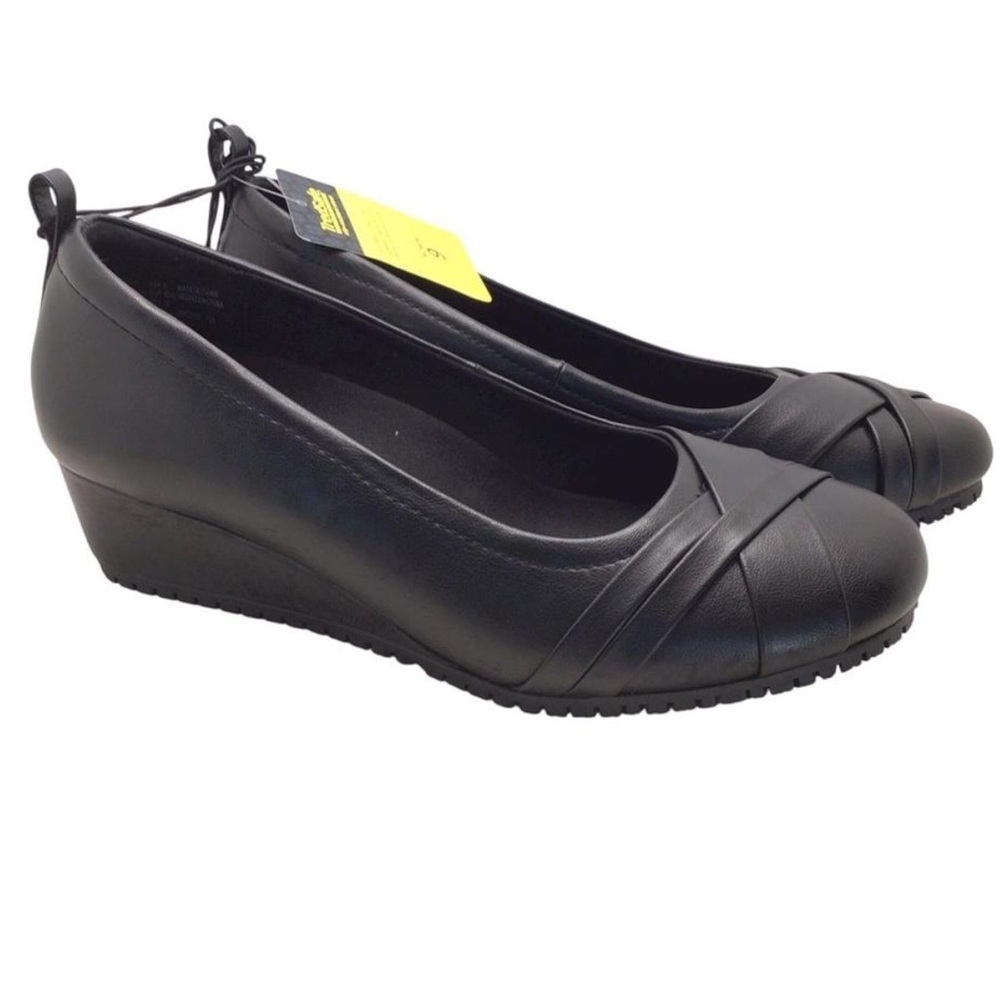 Tredsafe Women's Moulin Slip Resistant Wedge Slip-On Work Shoes-Black
